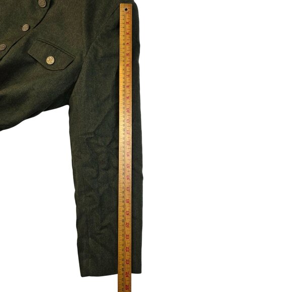 Military Style Jacket Olive Green Worsted Wool Size 14 David Brooks Deadstock - Picture 11 of 11